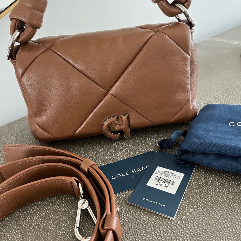 Cole Haan Brown Woven Leather Shoulder Bag